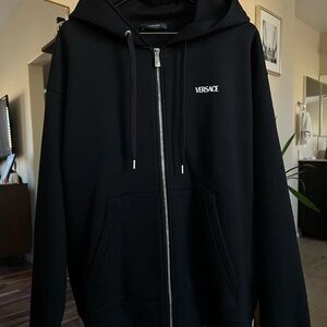 Versace Black Zip-Up Hoodie